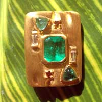 Emerald Pendant with Tourmalines and Diamonds